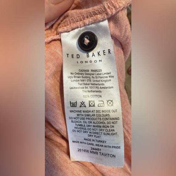 Ted Baker Polo Shirt Men's Size 4 Pink Collared Cotton Short Sleeve Chest Pocket - Picture 5 of 11